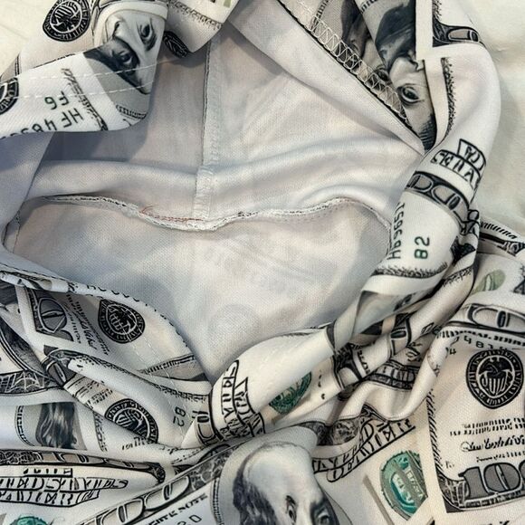 Kids' 100 Dollar Bill Print Long Sleeve Round Neck Pullover Hoodie Fits Large 10 - Picture 4 of 7